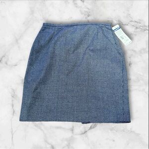 NWT Pendleton Blue White Wool Blend Back Zip Casual Sweater Womens Skirt Size 12